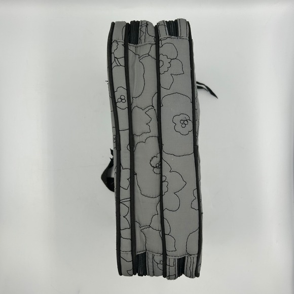 Thirty-One Quilted Floral Print Train Case Cosmetic Makeup Bag Gray, Detachables - Picture 13 of 16